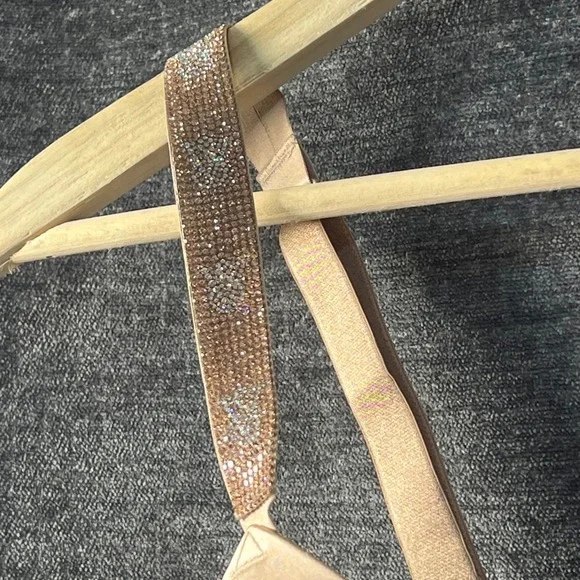 Victoria's Secret Very Sexy Push Up Bra Rhinestone Straps 34DDD Beige - Picture 3 of 5